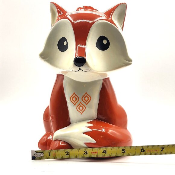 Red Fox Ceramic Coin Bank Burnt Orange White Fab NY Piggy Bank Foxy - Picture 10 of 11